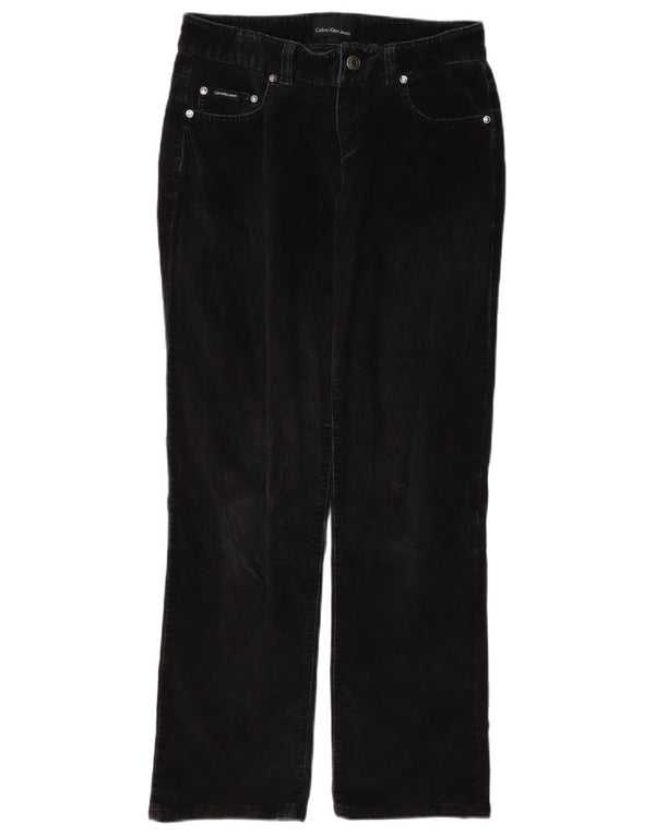 Pantaloni drepti din velur pentru femei Calvin Klein L27 L28 bumbac negru