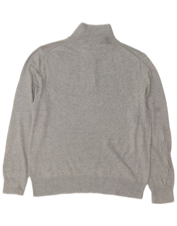 J. CREW Pulover pentru bărbați cu fermoar și gât, bumbac mare, gri