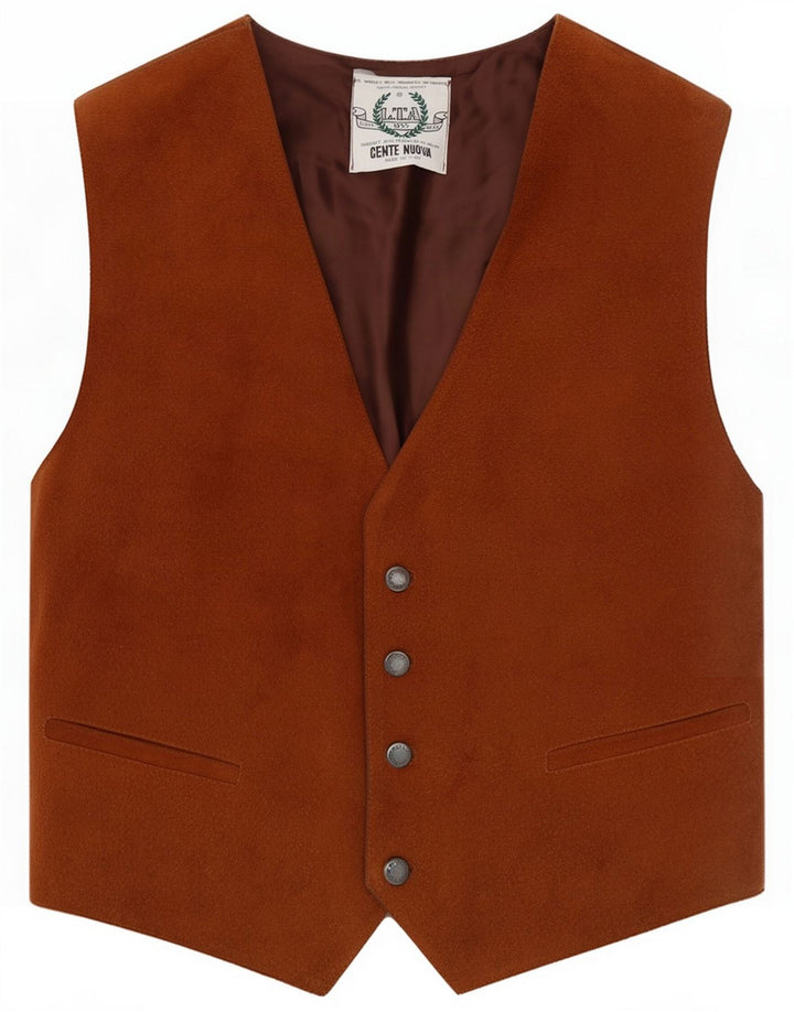 Vintage Gilet pentru bărbați din piele de căprioară, maro mediu