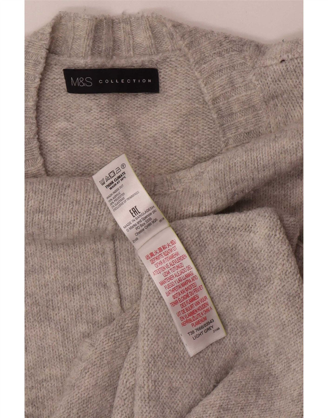 Pulover pentru femei Marks & Spencer cu decolteu rotund UK 14 Medium Gri Acrilic