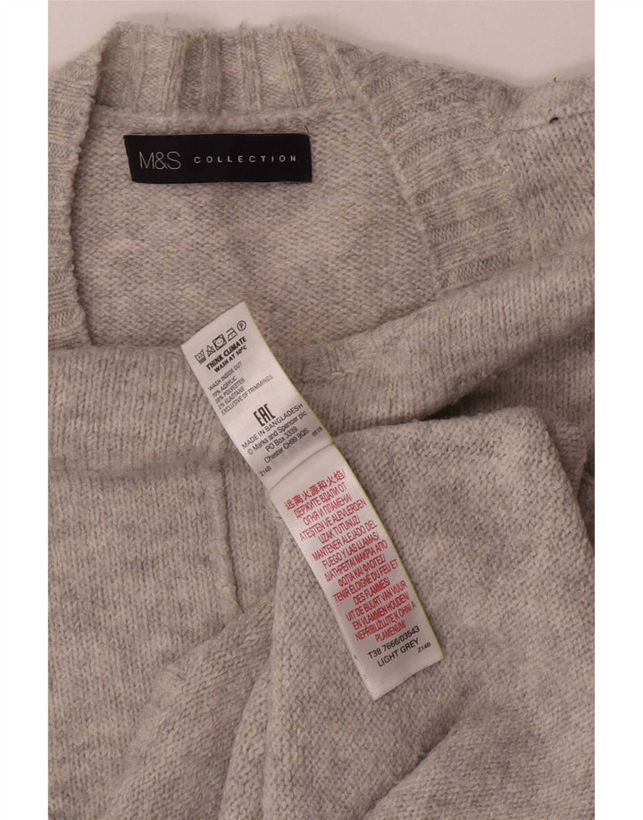 Pulover pentru femei Marks & Spencer cu decolteu rotund UK 14 Medium Gri Acrilic