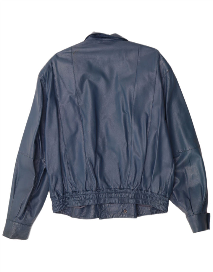Jachetă militară din piele pentru bărbați VINTAGE IT 52 XL din piele albastră