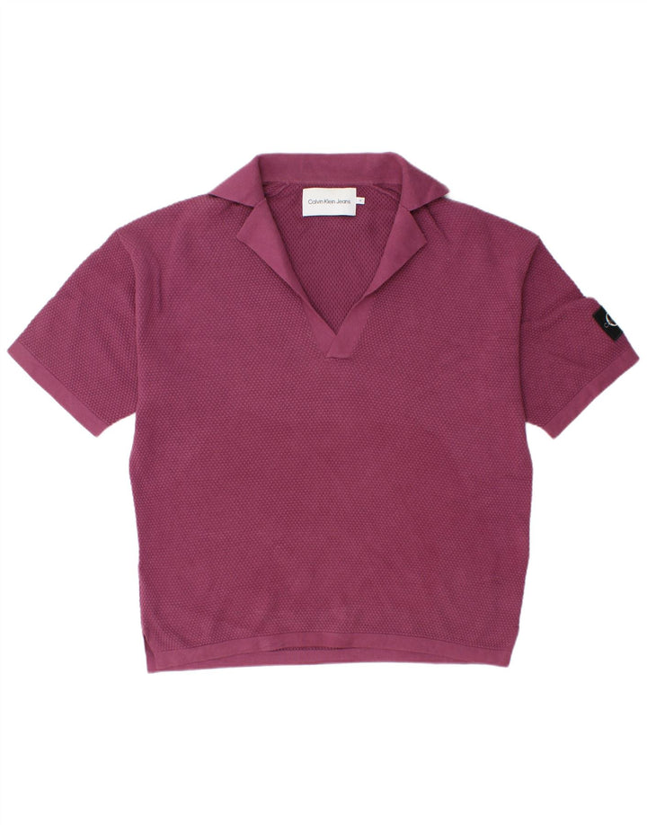 Cămașă polo pentru bărbați Calvin Klein Jeans, bumbac violet mediu