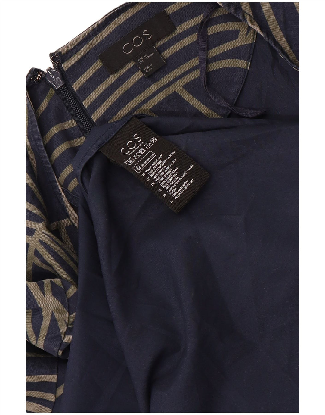 Rochie asimetrică pentru femei COS EU 42 Bumbac geometric mare albastru bleumarin