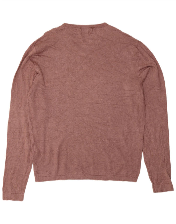 Pulover pentru bărbați Zara, cu decolteu în V, XL, roz, viscoză