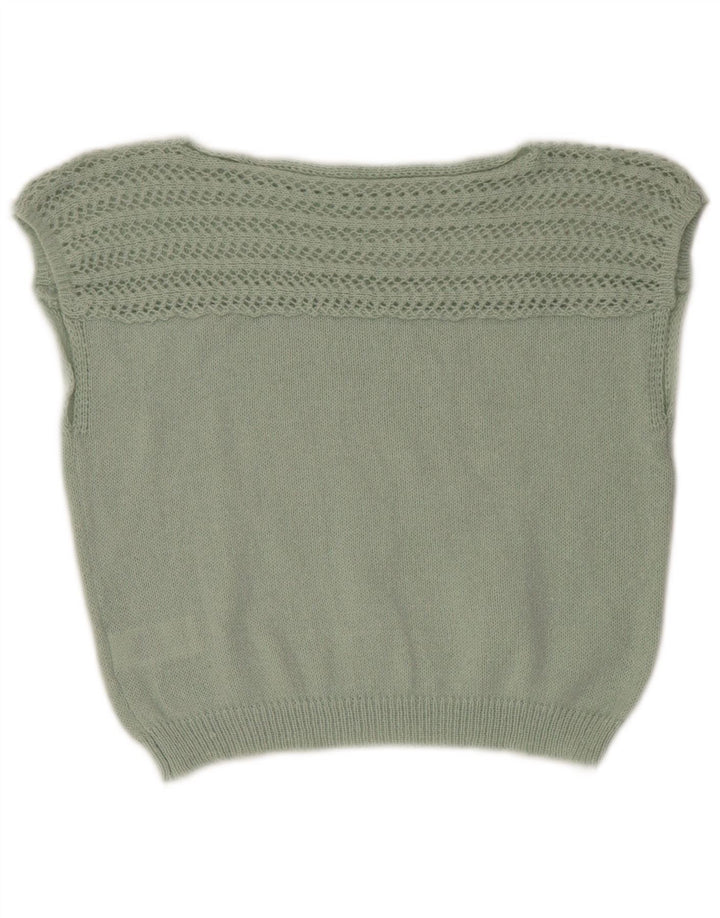 Shein Womens Crop Vest Tank Top UK 14 Poliester verde mediu