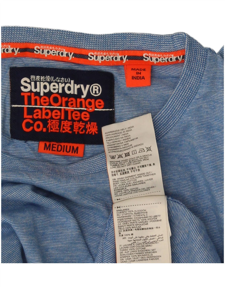 Top pentru bărbați Superdry cu mânecă lungă, albastru mediu, bumbac cu pete