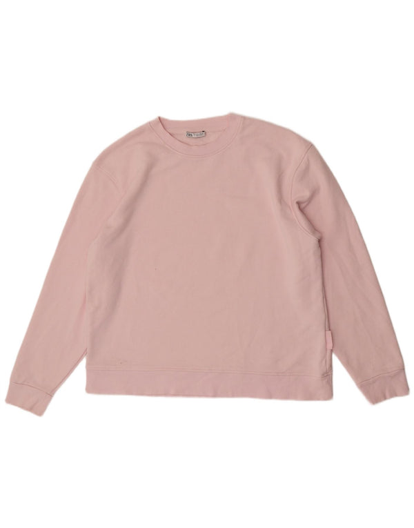 Pulover supradimensionat pentru femei Zara UK 16 Bumbac roz mare
