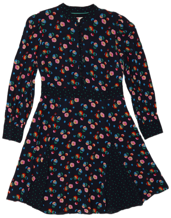 Rochie A-Line Boden pentru femei cu mâneci lungi UK 10 Mic, bleumarin, viscoză florală