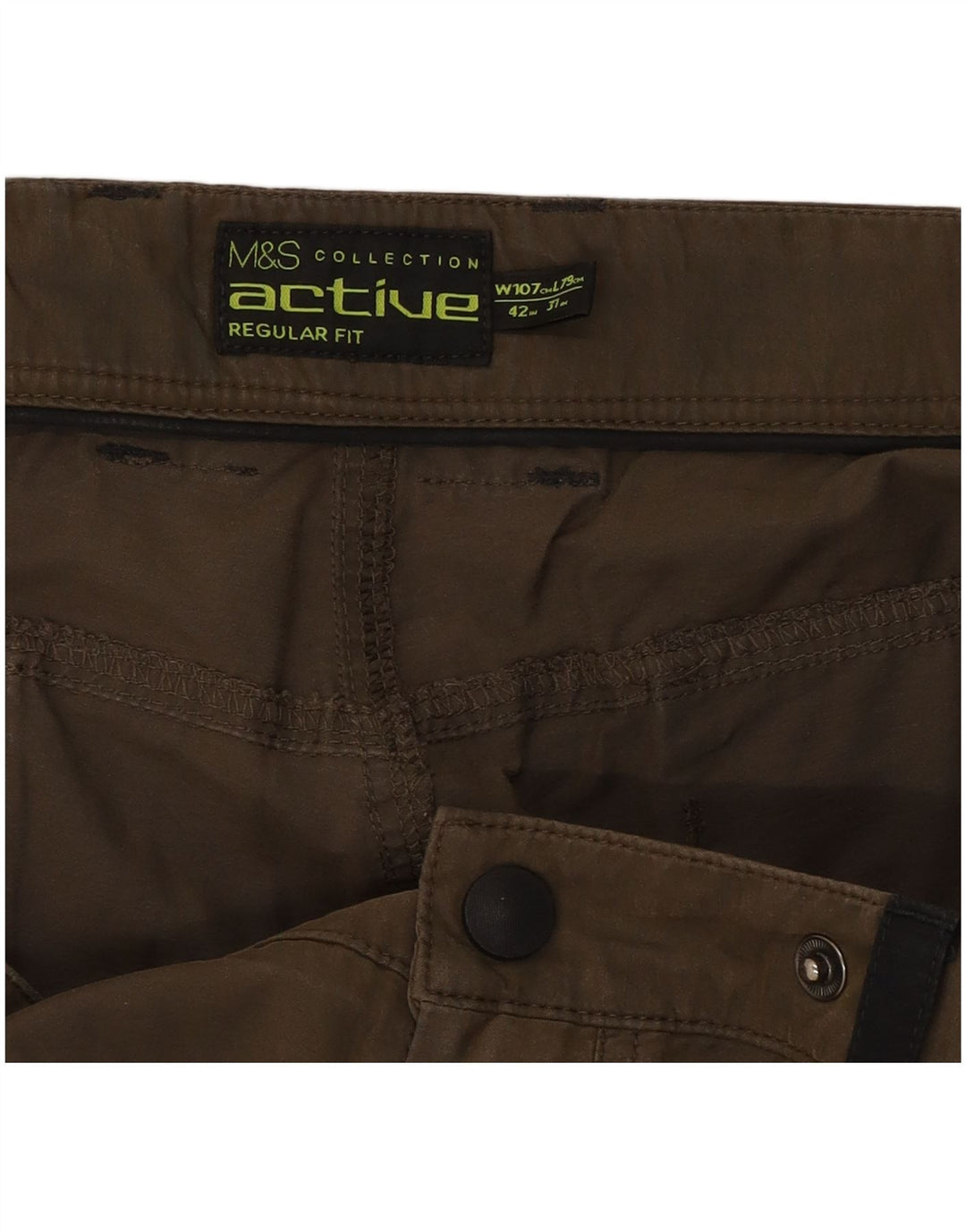 Pantaloni cargo pentru bărbați Marks & Spencer Active Regular Fit L42 L31 Kaki Bumbac