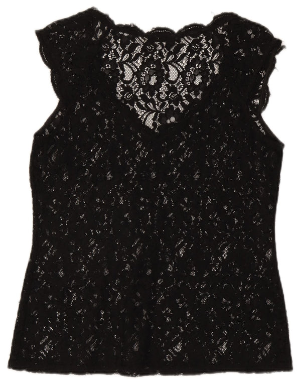 Bluză Oasis pentru femei See Through Lace Top UK 12 Medium Black Floral