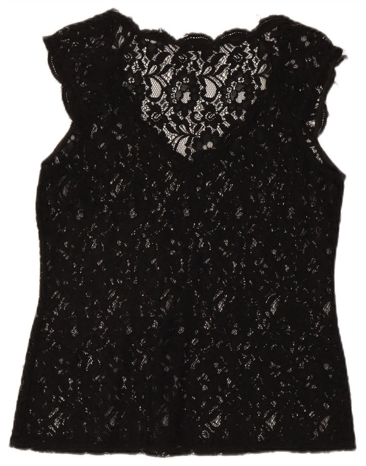 Bluză Oasis pentru femei See Through Lace Top UK 12 Medium Black Floral