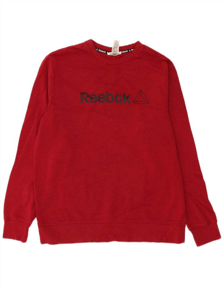 Hanorac grafic pentru bărbați Reebok Pulover mare din bumbac burgundy