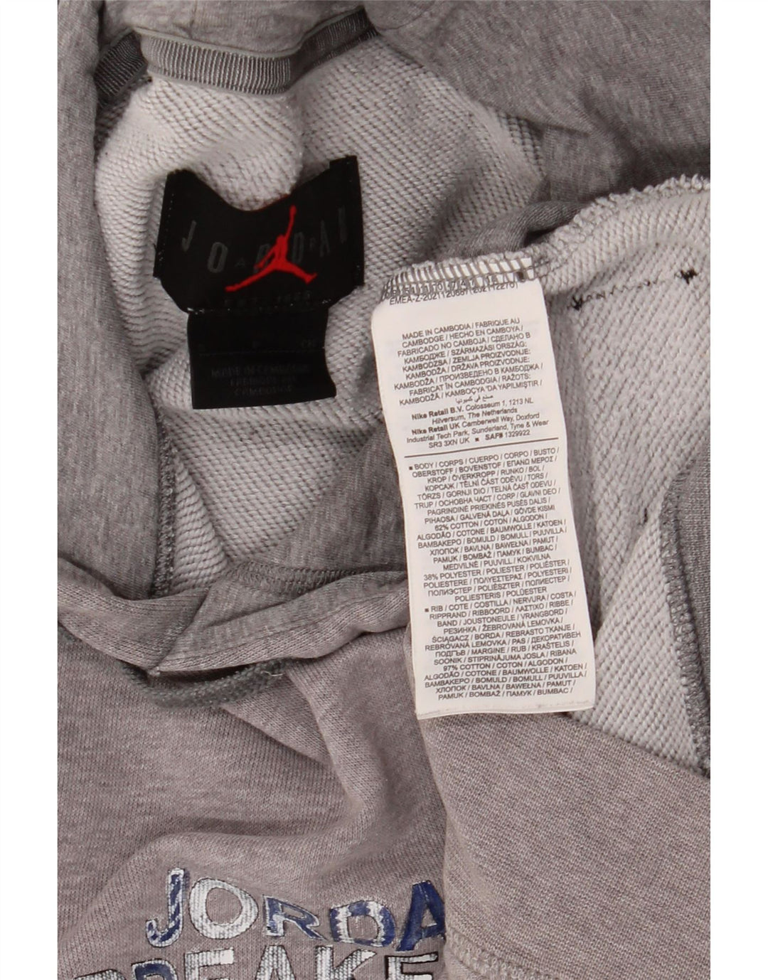 Jumper Jordan pentru bărbați cu glugă cu grafică, bumbac mic, gri