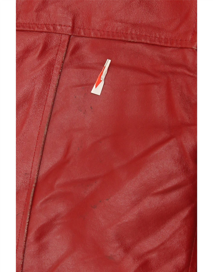 Jachetă din piele vintage pentru femei UK 14 Medium Red Piele