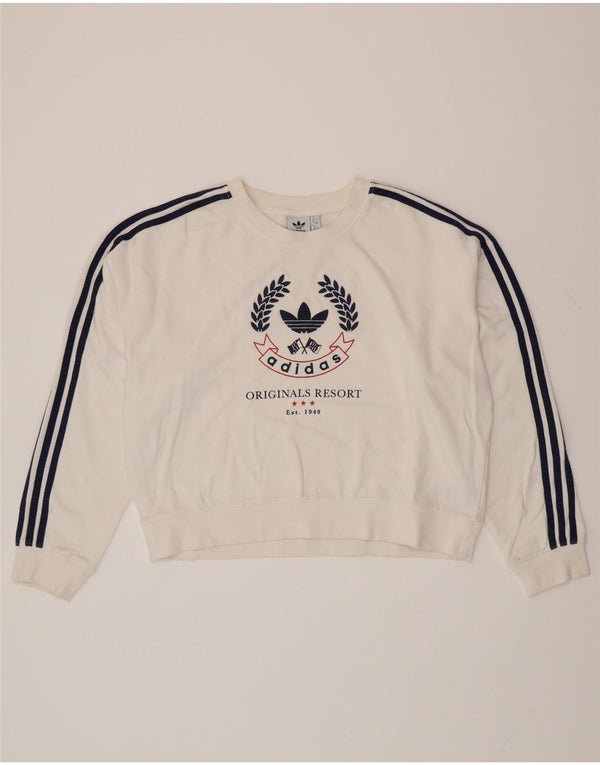 Pulover cu grafic supradimensionat ADIDAS pentru femei UK 12 Medium White