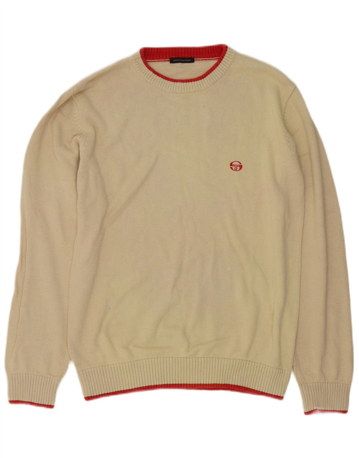 Pulover pentru bărbați Sergio Tacchini, cu gât crew, bumbac mediu bej