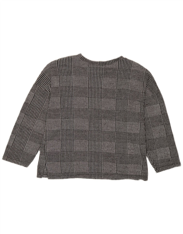Top pentru femei Zara cu mânecă lungă UK 14 Medium Gri Houndstooth Poliester