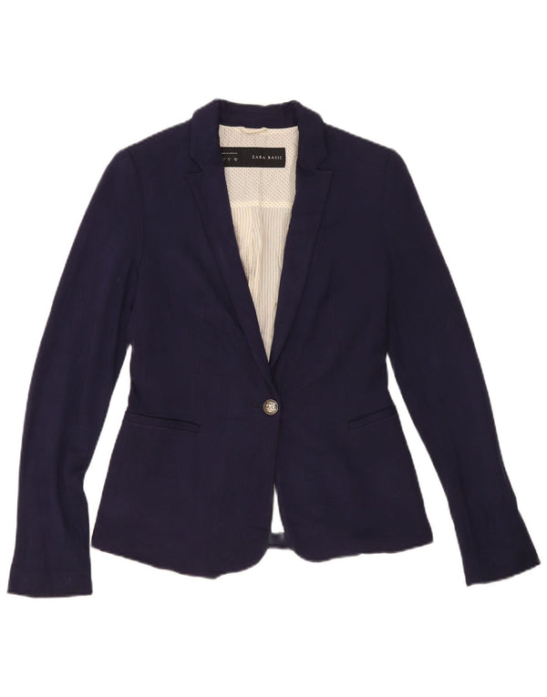 Sacou blazer pentru femei Zara, cu 1 nasture, UK 10 Mic, bleumarin