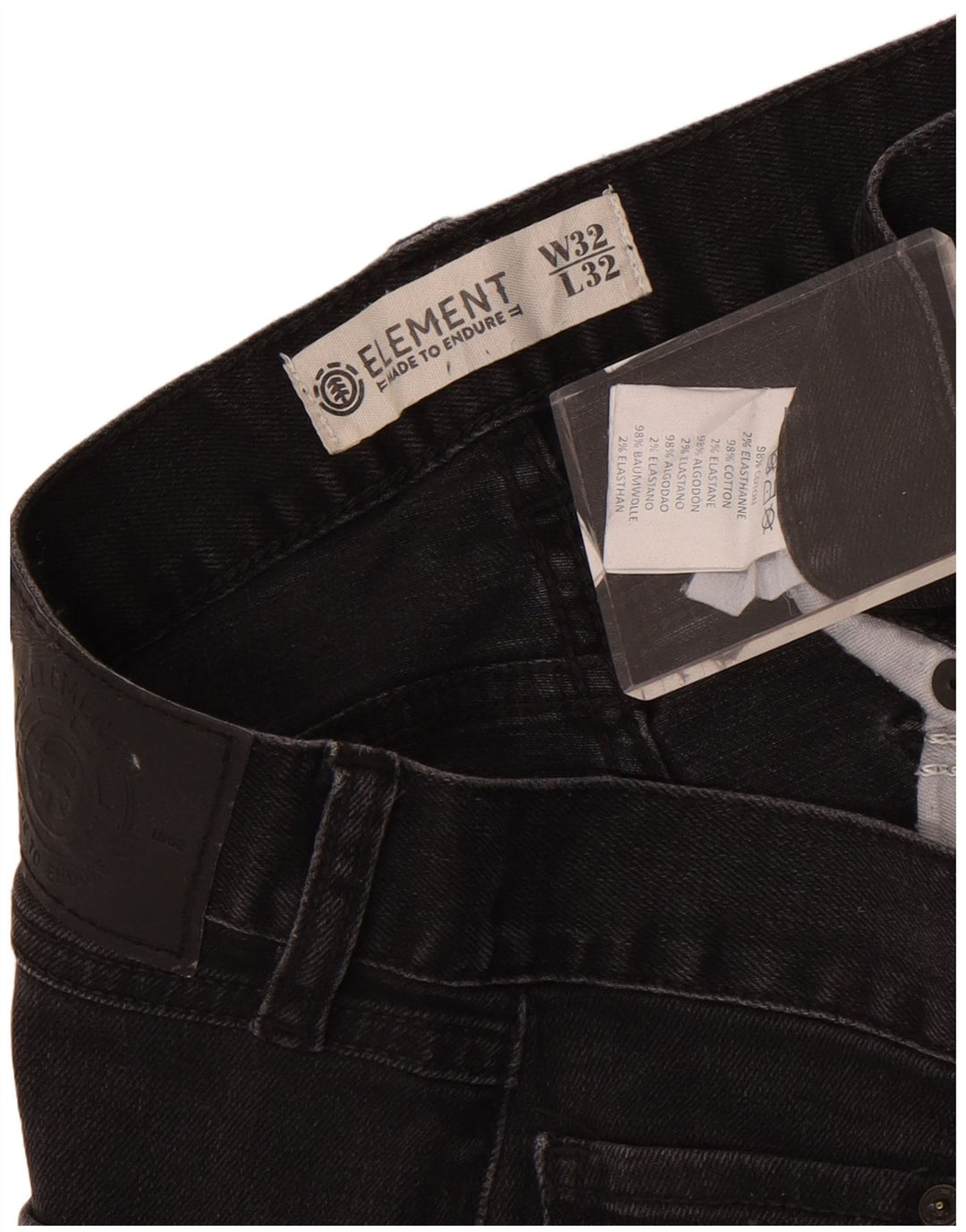 Blugi slim pentru bărbați Element W32 L32 bumbac negru