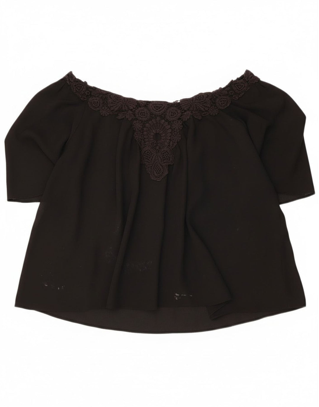 Top Crop oversize pentru femei Zara UK 16, mare, negru, floral