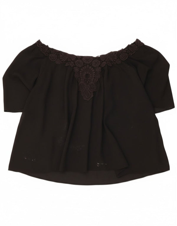 Top Crop oversize pentru femei Zara UK 16, mare, negru, floral