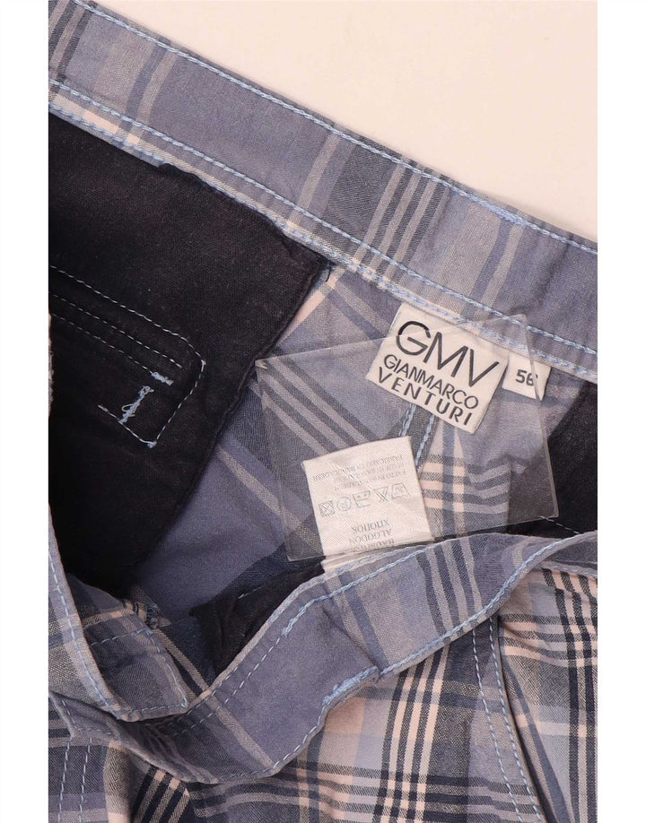 Pantaloni scurți chino Gianmarco Venturi pentru bărbați W36, bumbac cu carouri albastre mari