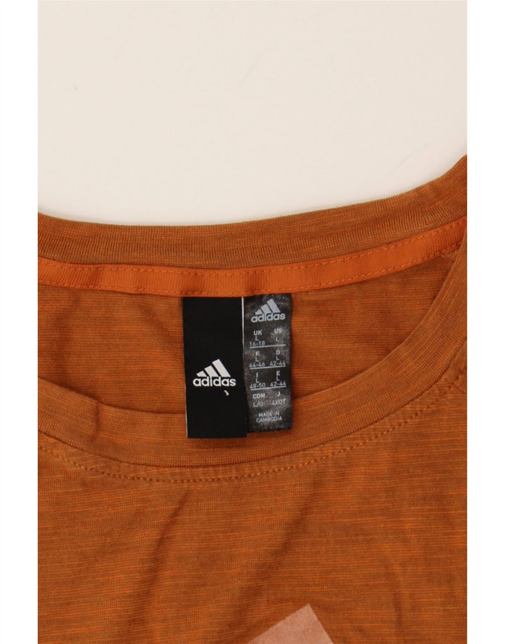 ADIDAS Womens Oversized Graphic Vest Top UK 16/18 Large  Brown Polyester Vintage Adidas and Second-Hand Adidas from Messina Hembry 