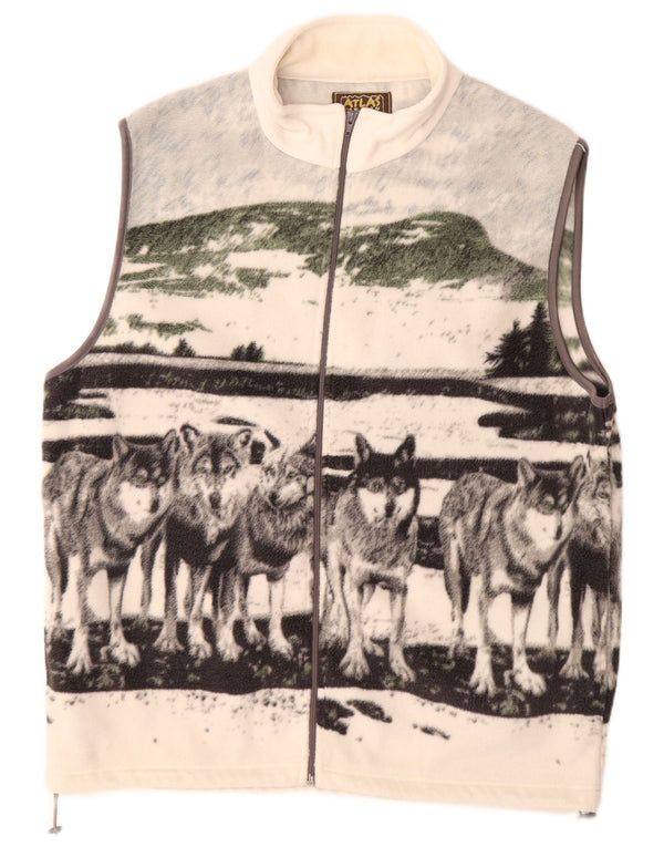 Atlas For Mens Graphic Fleece Gilet UK 44 2XL Poliester alb
