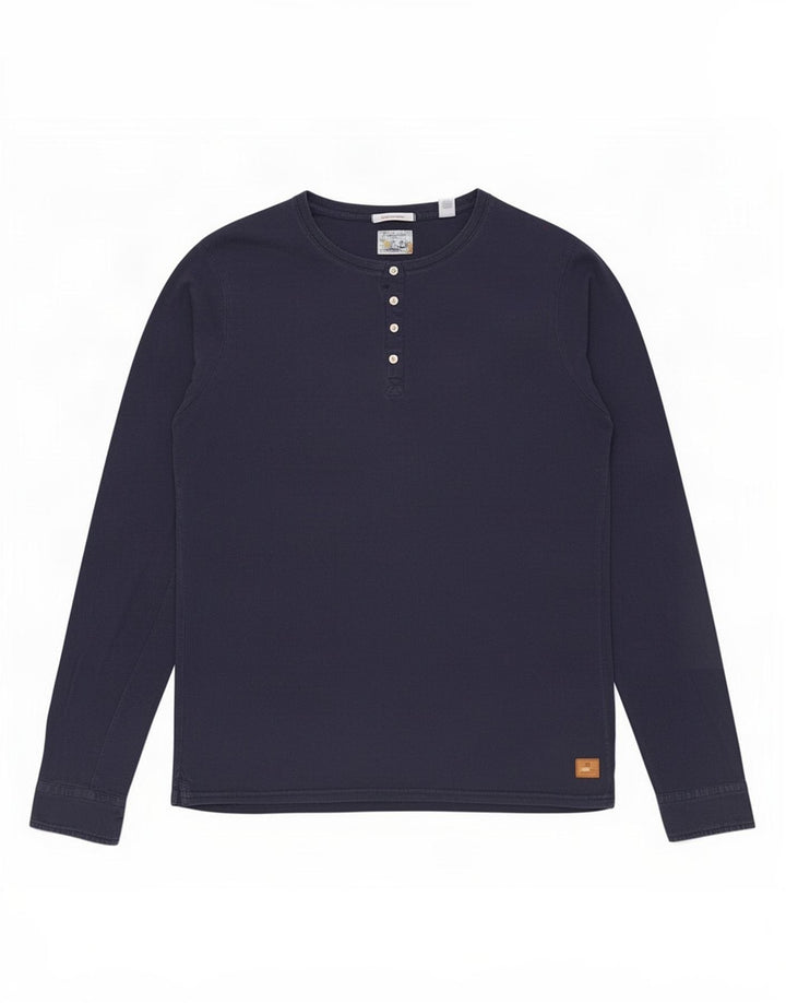 Scotch & Soda Top pentru bărbați cu mânecă lungă mare din bumbac bleumarin