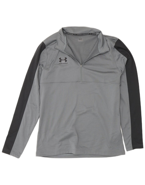 Top de trening Under Armour pentru bărbați, cu fermoar și gât, colorat mare, gri