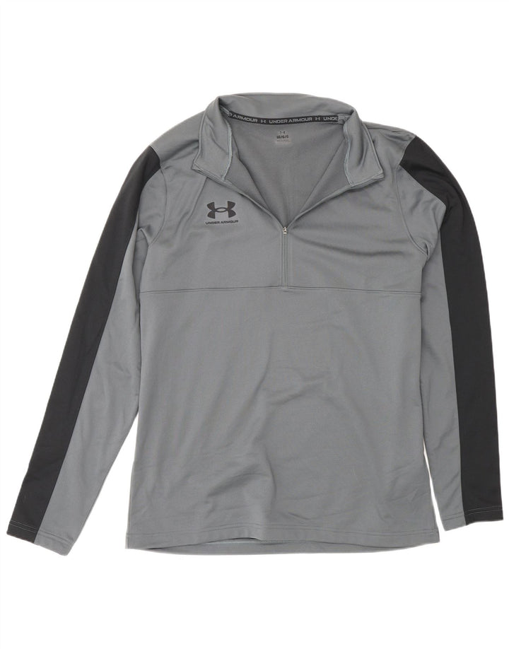 Top de trening Under Armour pentru bărbați, cu fermoar și gât, colorat mare, gri