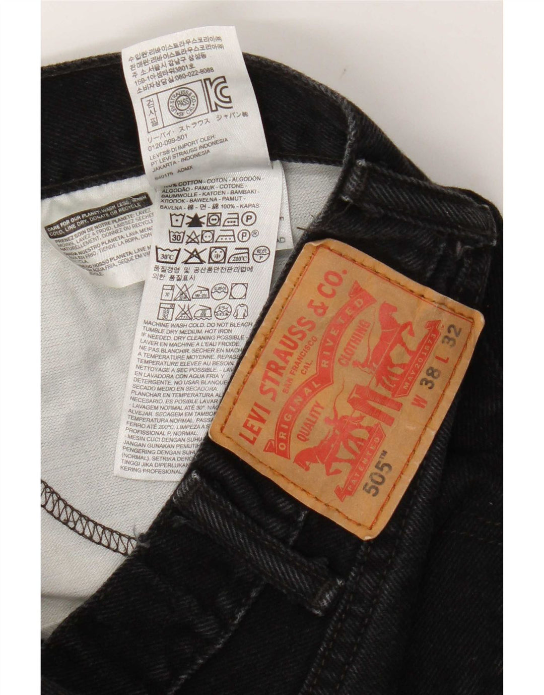 Blugi drepti pentru bărbați Levi's 505 W38 L32 bumbac negru