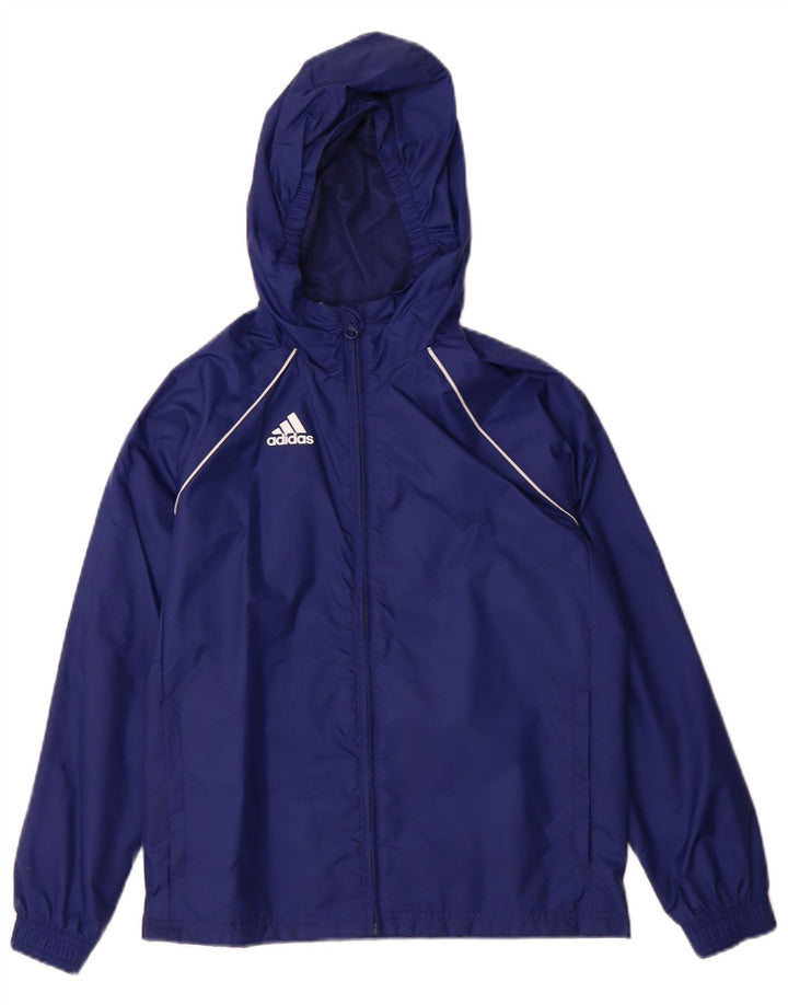 Jachetă de ploaie cu glugă cu fermoar Adidas pentru băieți, 9-10 ani, bleumarin