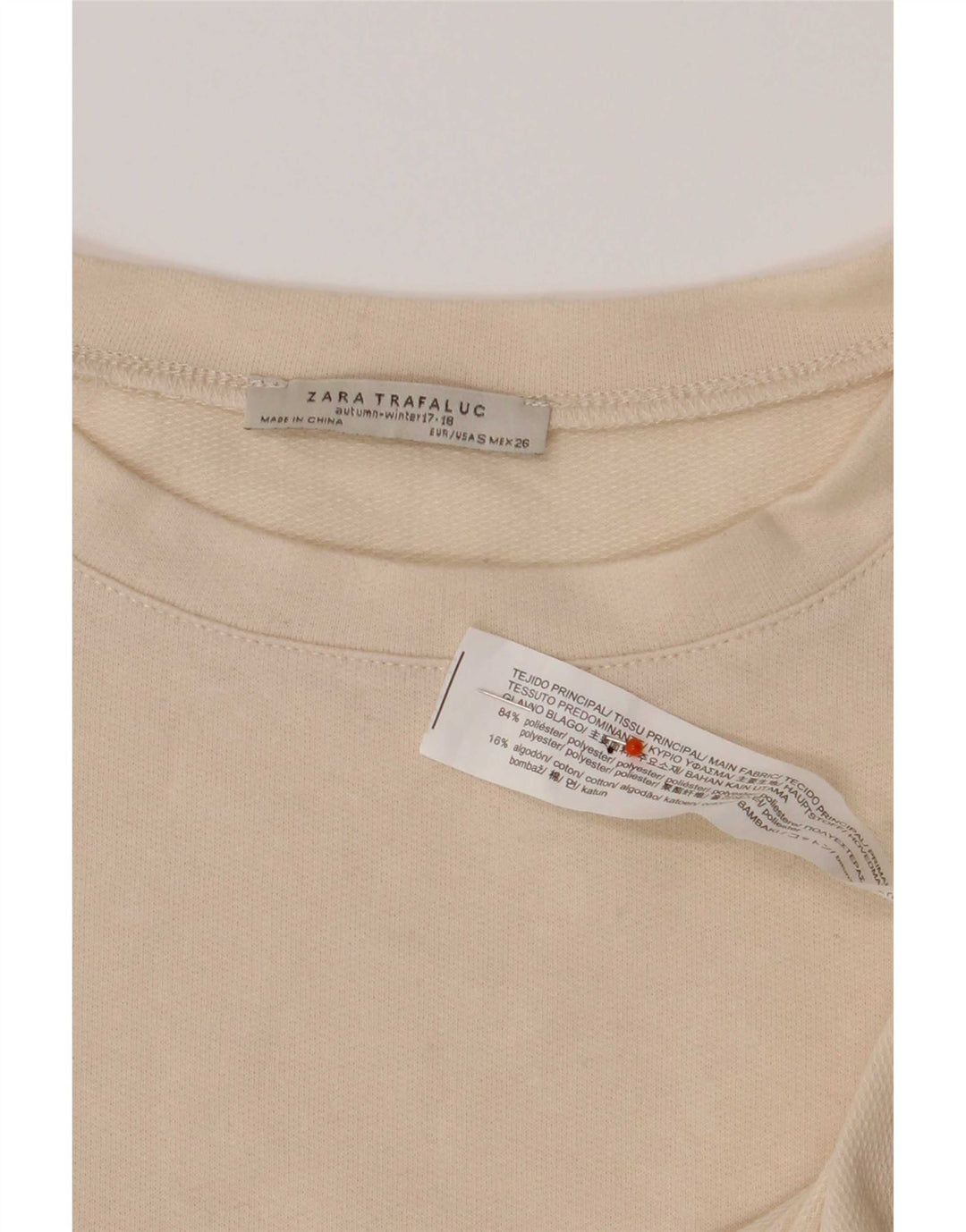 Top supradimensionat pentru femei Zara cu mânecă lungă UK 10 mic bej colorblock