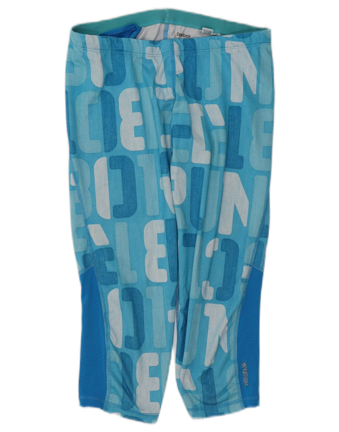 Pantaloni de trening grafic REEBOK pentru femei UK 12 Medium Blue Colorblock
