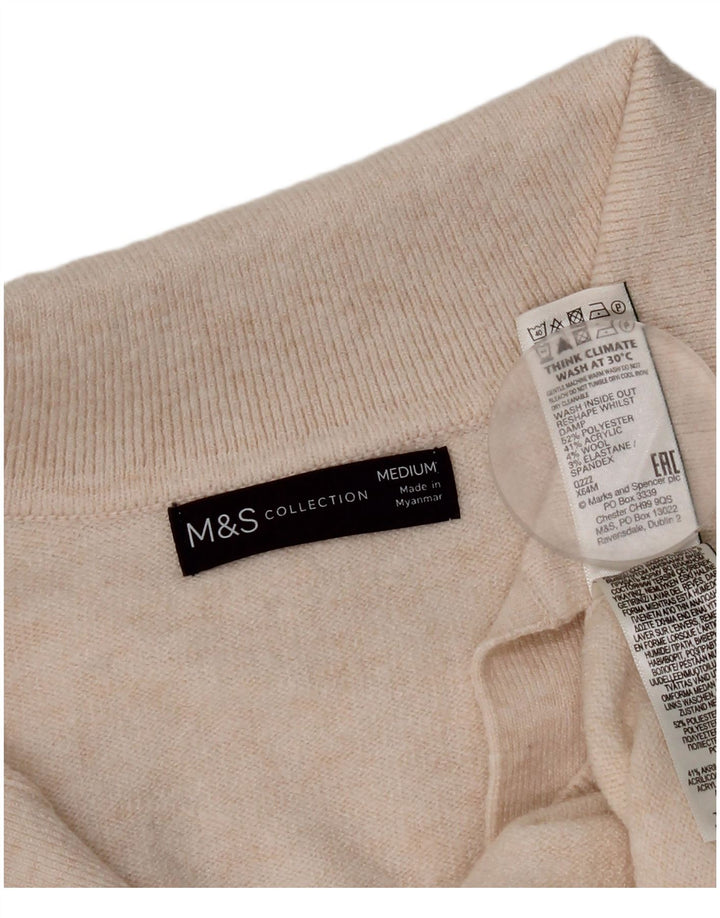 Marks & Spencer Pulover cu gât polo pentru femei UK 14 Medium Off White