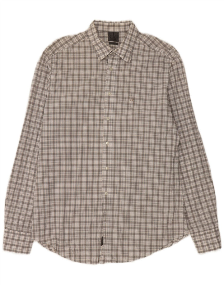 Cămașă Slim Fit Calvin Klein pentru bărbați, cu carouri mari, gri