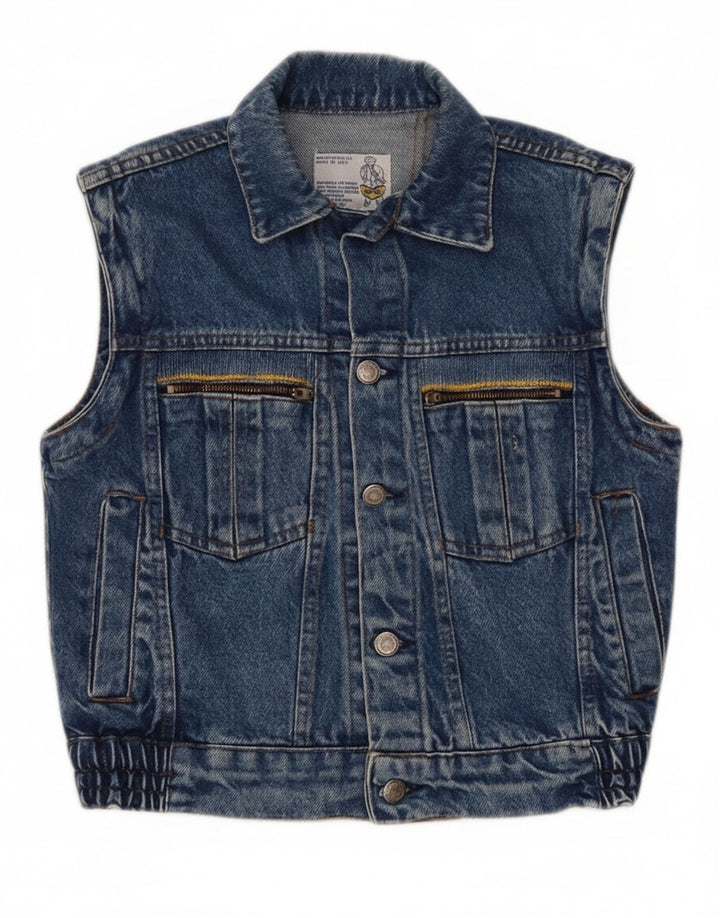POP 84 Gilet Crop Denim pentru femei UK 2 2XS Albastru