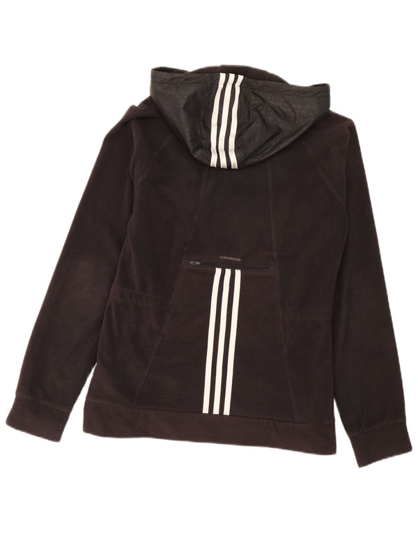 Jachetă fleece cu glugă Adidas pentru femei UK 14 Poliester mediu negru