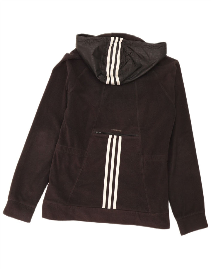 Jachetă fleece cu glugă Adidas pentru femei UK 14 Poliester mediu negru