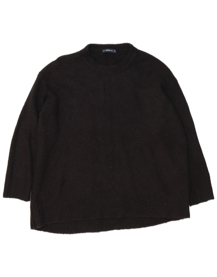 Pulover pentru femei supradimensionat cu gâtul turnat Zara UK 14 Medium Negru Acrilic
