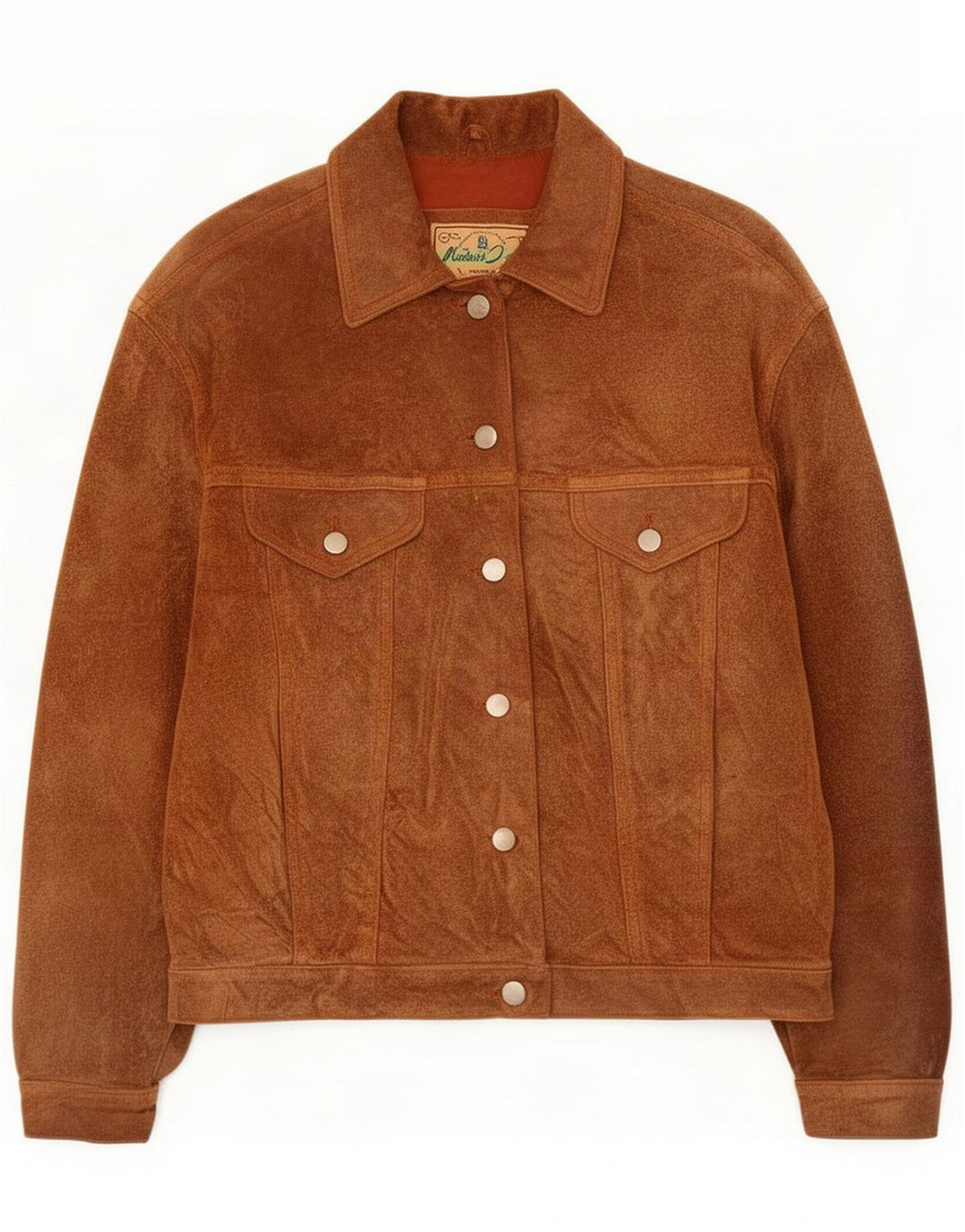 Bomber vintage pentru femei de piele intoarsa UK 12 din piele maro medie