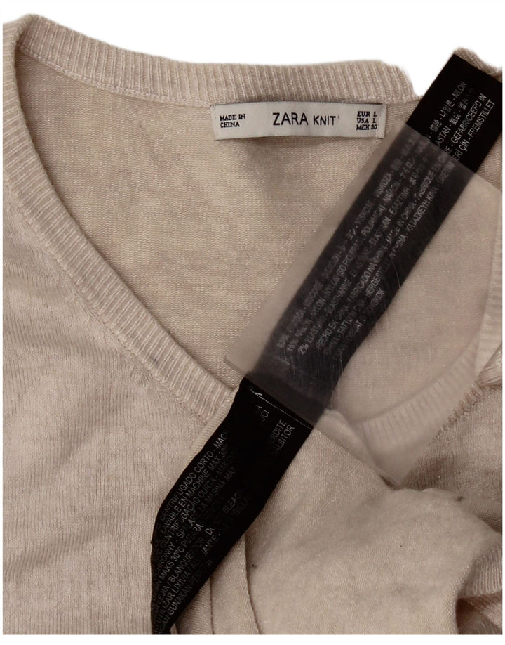 Pulover cardigan pentru femei Zara UK 14 mare, bej, viscoză