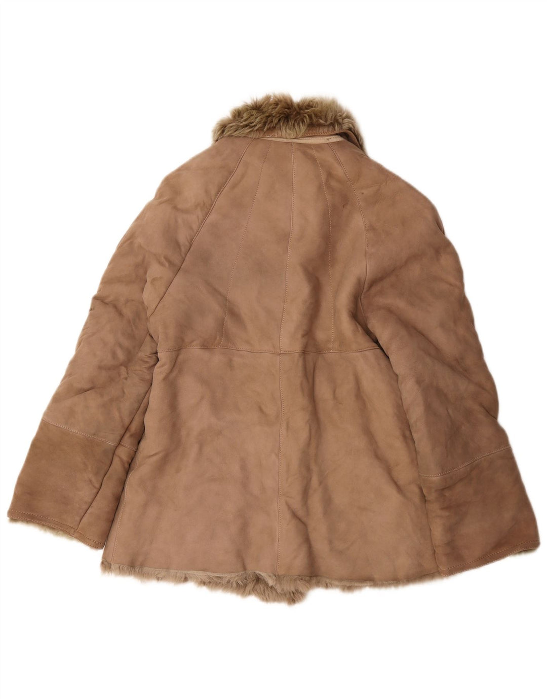 Jachetă vintage pentru femei din shearling UK 12 Bej mediu