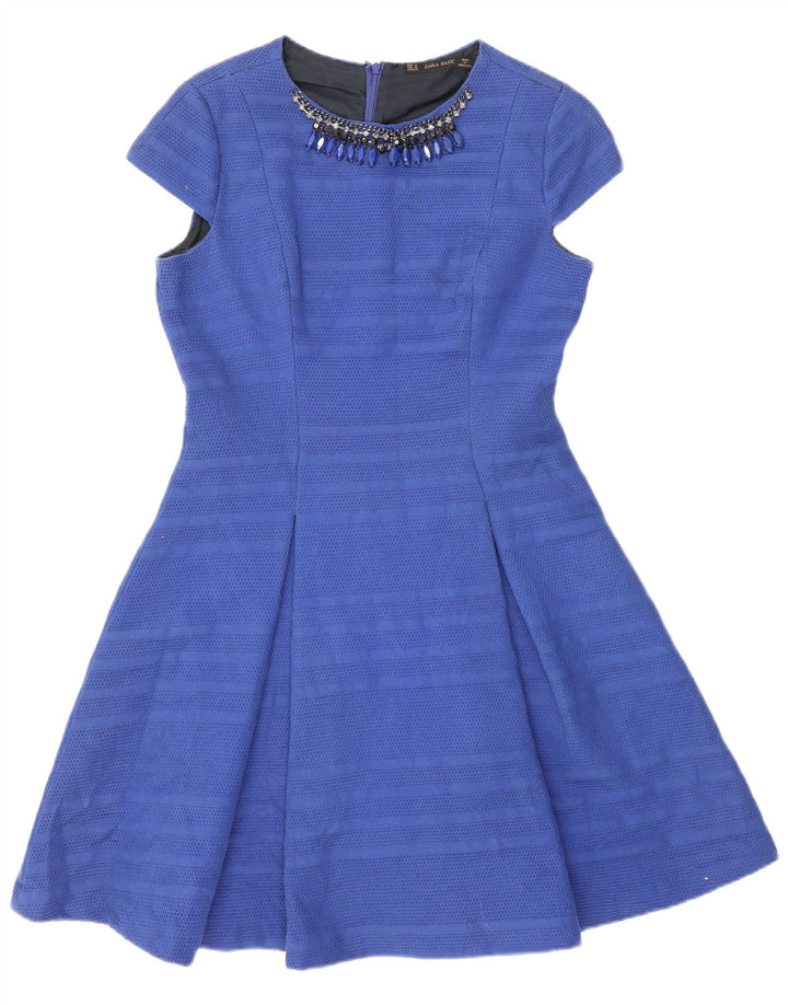 Rochie A-Line pentru femei Zara UK 12 Medium Blue Striped