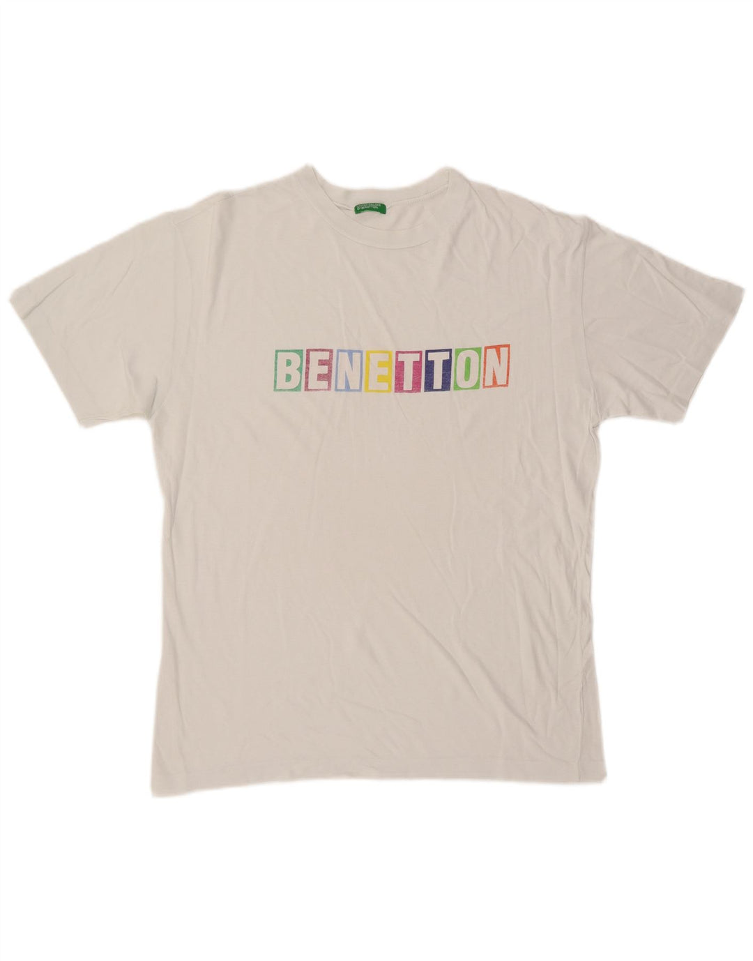 Tricou grafic Benetton pentru bărbați Top Mediu Alb