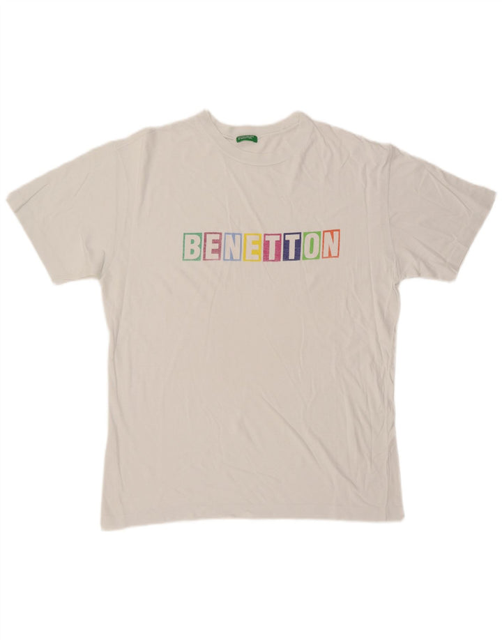 Tricou grafic Benetton pentru bărbați Top Mediu Alb