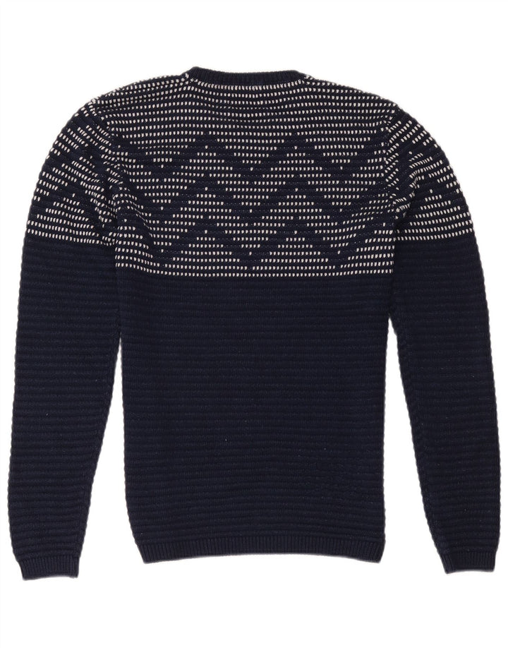 Pulover pentru bărbați Zara, cu decolteu, mijlociu, bleumarin, geometric