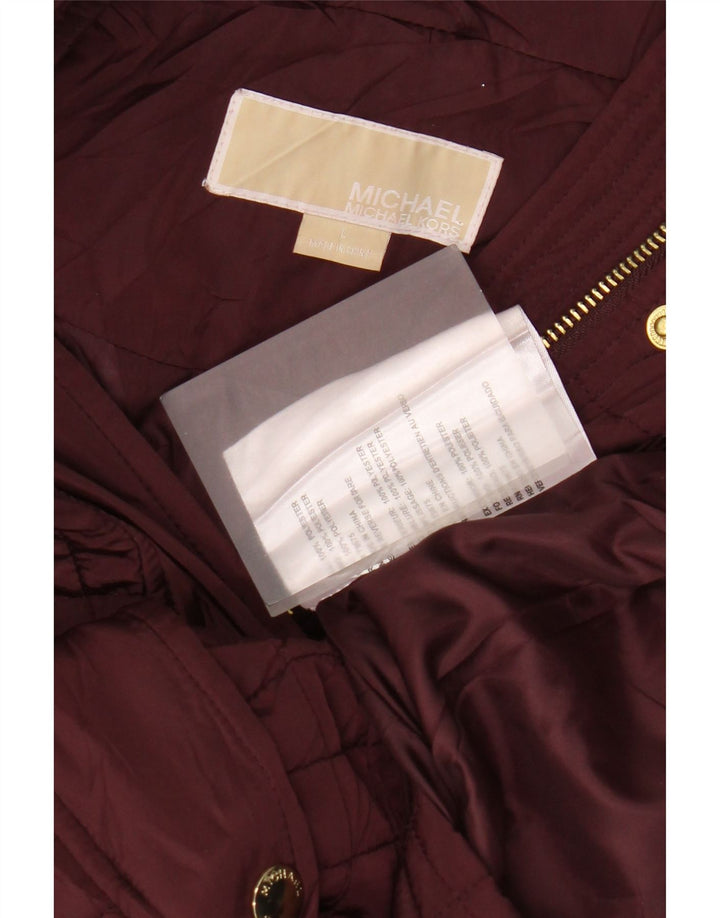 Jachetă matlasată pentru femei Michael Kors UK 16, mare, din poliester burgundă